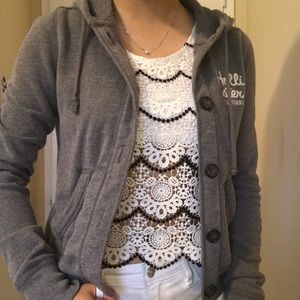 Heather grey Hollister buttoned jacket.